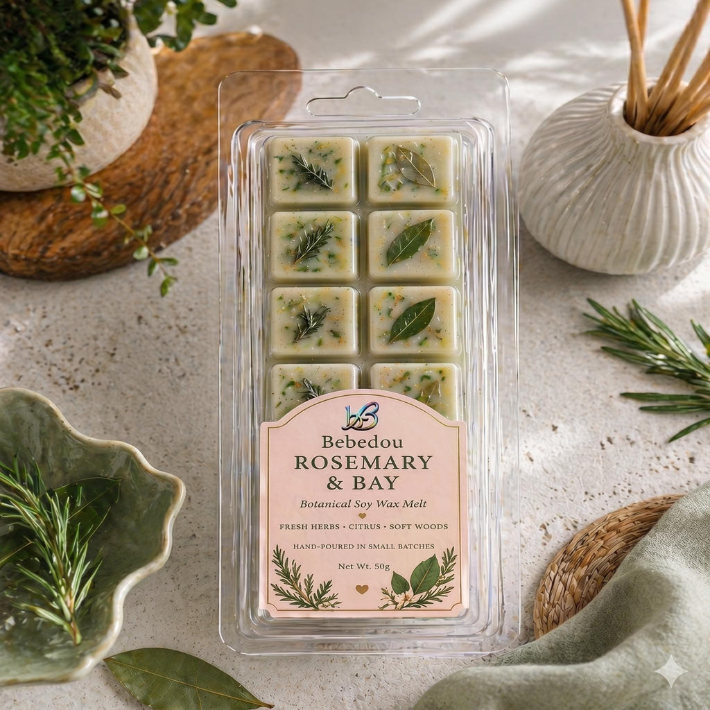 Rosemary Bay Leaf Soy Wax Melts | Herbal Apothecary Scent | Earthy Home Fragrance | Hand-poured Botanical Melts | Kitchen & Focus Scent