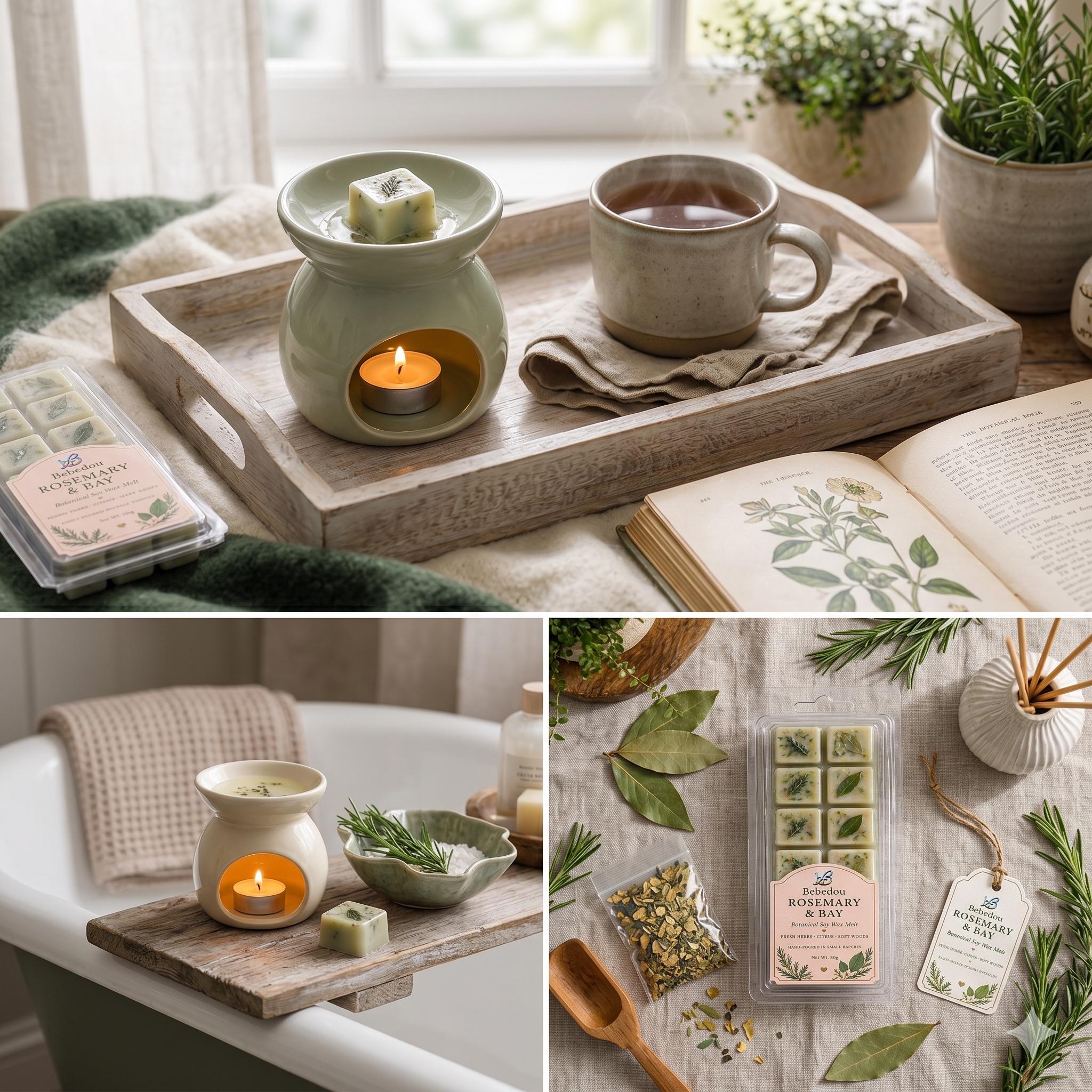 Rosemary Bay Leaf Soy Wax Melts | Herbal Apothecary Scent | Earthy Home Fragrance | Hand-poured Botanical Melts | Kitchen & Focus Scent
