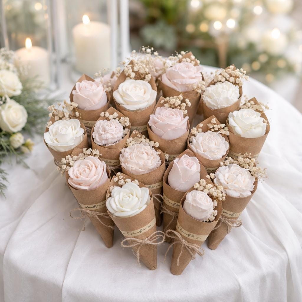 Rustic Flower Candle Favors | Soy Wax Wedding Favors | Bridal Shower Gifts | Engagement Party Decor | Bachelorette Favors | Eco Friendly