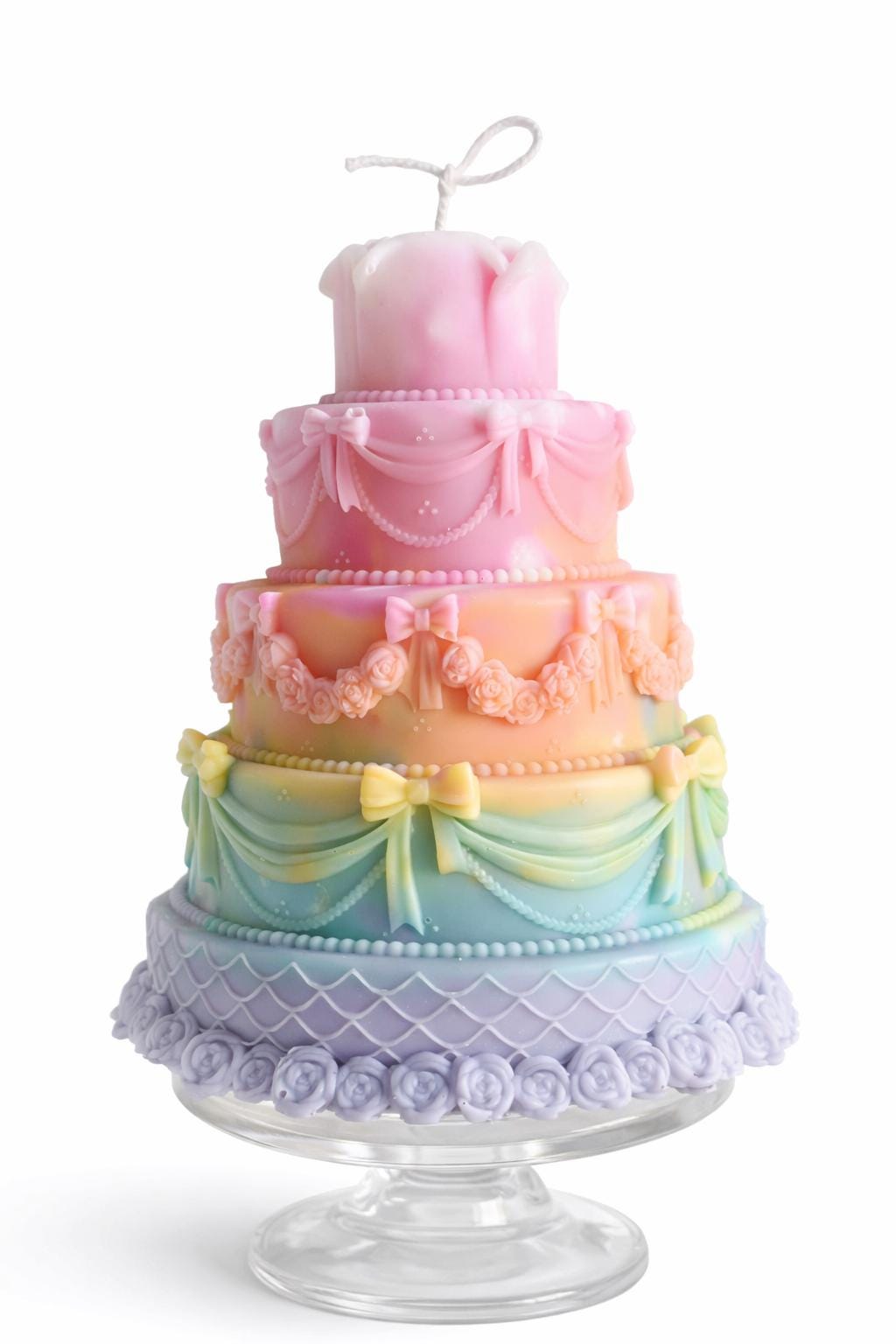 Pastel Rainbow Cake Candle | Luxury Soy Wax Birthday Candle | Cute Aesthetic Party Decor | Gift for Kids & Girls | Like Cake Candle