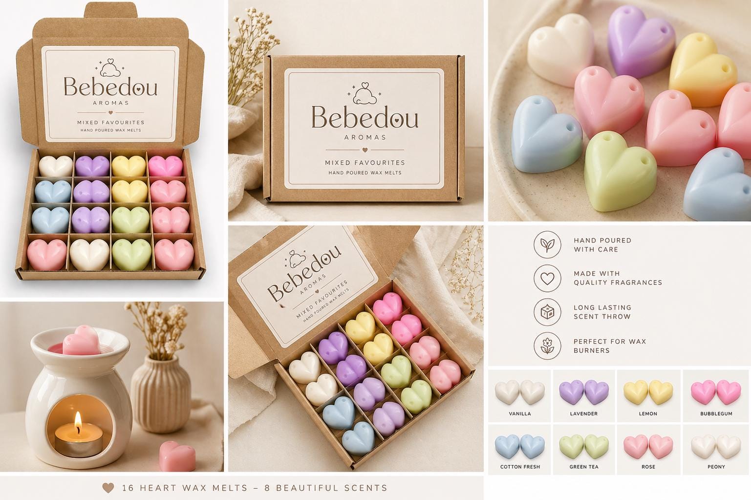 16 Pack Soy Wax Melts Mixed Favourites | Fresh Linen, Baby Powder, Lime Basil & Mandarin, Sandalwood Spa | Vegan, Plastic Free | 96hr Scent