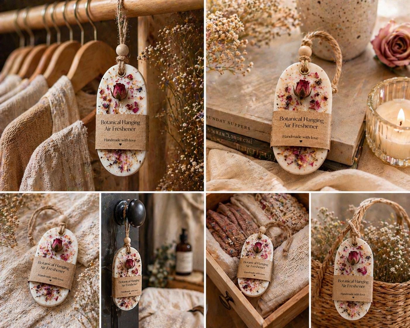 Beeswax Botanical Fragrance Hanger | Wardrobe Freshener | Botanical Wax Melt Gift | EcoFriendly AirFreshener | EnglishRose Lavender SweetPea