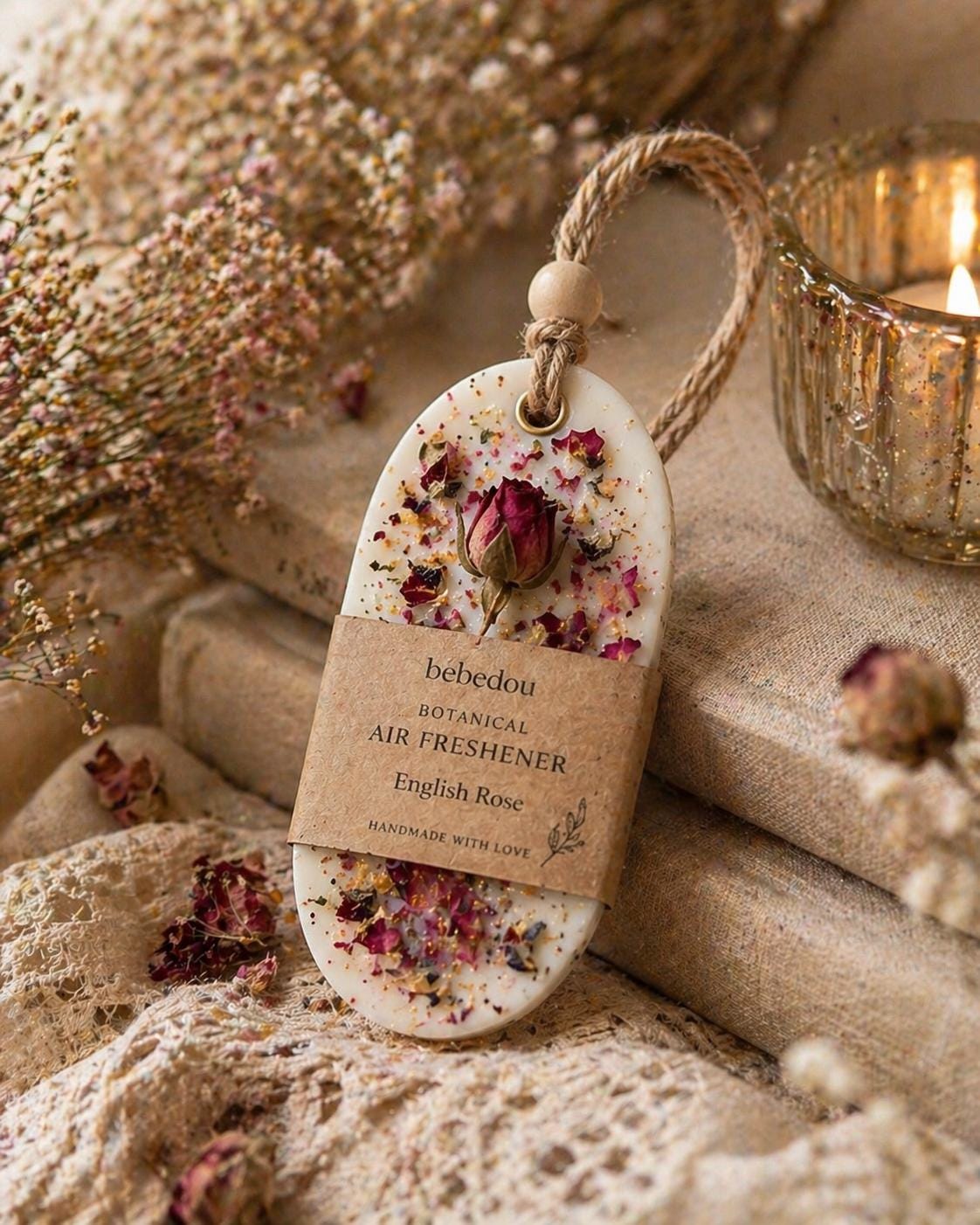 Beeswax Botanical Fragrance Hanger | Wardrobe Freshener | Botanical Wax Melt Gift | EcoFriendly AirFreshener | EnglishRose Lavender SweetPea