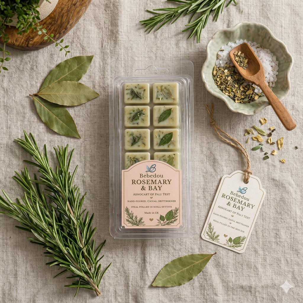 Rosemary Bay Leaf Soy Wax Melts | Herbal Apothecary Scent | Earthy Home Fragrance | Hand-poured Botanical Melts | Kitchen & Focus Scent