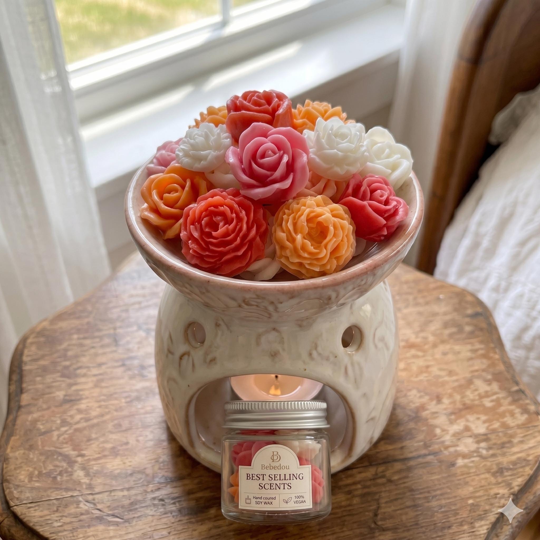 Luxury Floral Wax Melt Gift Box 12 pcs Soy Wax Flower Melts - Vegan & Eco-Friendly Home Fragrance - Mothers Day Gift - Best Selling Scents