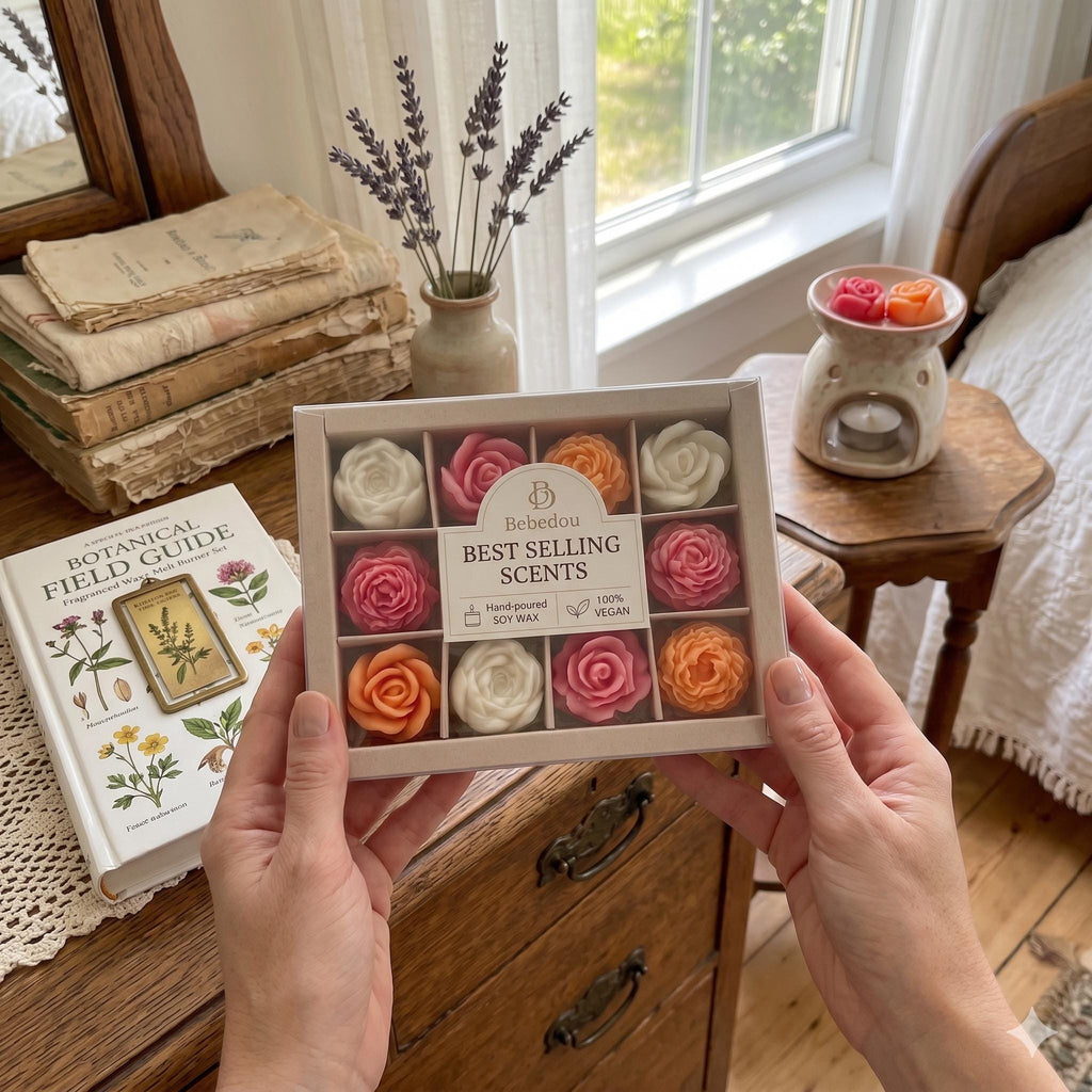 Luxury Floral Wax Melt Gift Box 12 pcs Soy Wax Flower Melts - Vegan & Eco-Friendly Home Fragrance - Mothers Day Gift - Best Selling Scents
